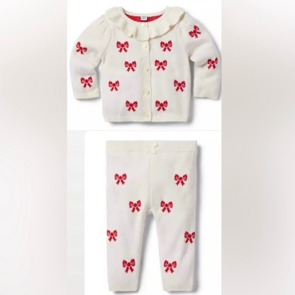 Janie and Jack Red Bow Outfit.